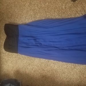 Formal Long Black and Blue strapless Dress